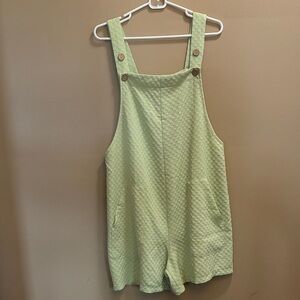 Women’s Green Textured Overalls